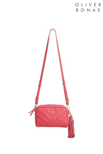 Oliver Bonas Mindy Puff with Whipstitch Crossbody Pink Bag (C84175) | £52