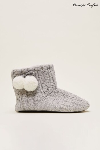 Phase Eight Grey Cable Knit Slipper Boots (C84213) | £45