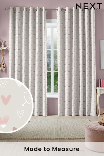 Linen Natural Kids Love Hearts Made To Measure Curtains (C84265) | £82