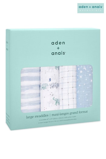 aden + anais rising star Large Cotton Muslin Blankets 4 Pack (C84460) | £50