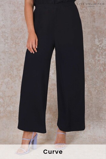 Live Unlimited Curve Palazzo French Crepe Black Trousers (C84490) | £49