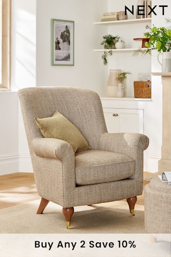 Chunky Weave Mid Natural Ashford Highback Accent Chair (C84525) | £475