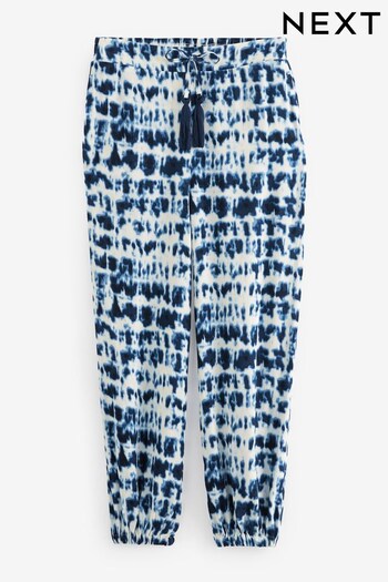 Navy Tie Dye Paisley Pull-On Cuffed Taper Trousers (C84535) | £25