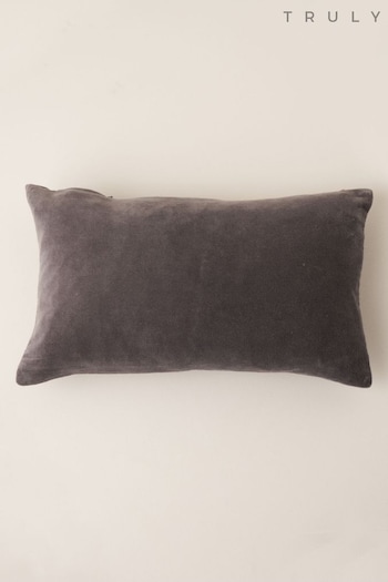 Truly Charcoal Grey Velvet Rectangle Cushion (C84537) | £30