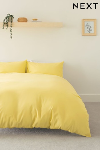 Yellow Easy Care Polycotton Plain Duvet Cover and Pillowcase Set (C84580) | £10 - £27