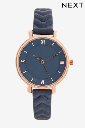 Navy Blue Embossed Strap Watch (C84673) | £30