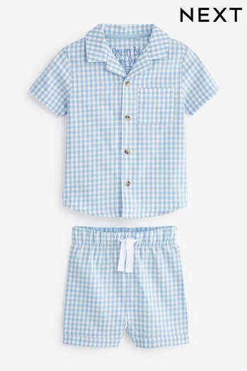 Blue Check Button Down Short Pyjamas (9mths-8yrs) (C84844) | £12 - £15