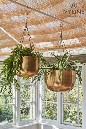Ivyline Brass Garden Indoor Mayfair Hanging Planter (C84864) | £35 - £60
