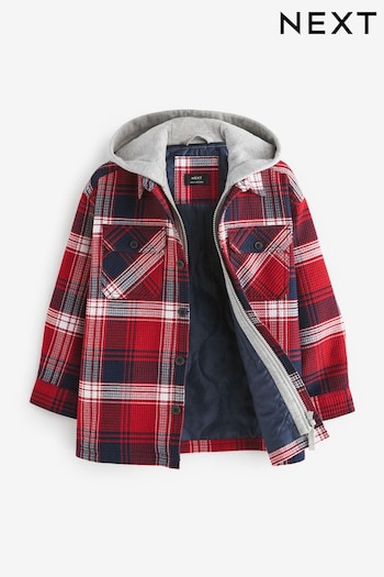 Red Check Hooded Shacket (3-16yrs) (C84887) | £38 - £48
