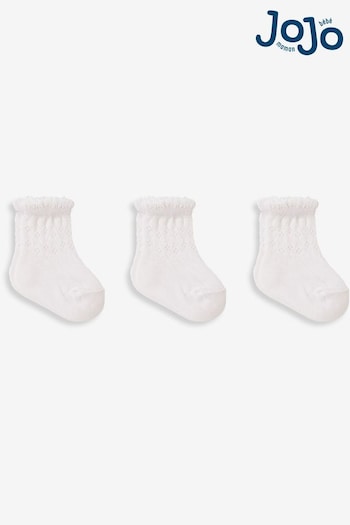 JoJo Maman Bébé White 3-Pack Pretty Pointelle Socks (C84946) | £11.50