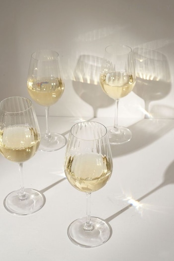 Truly Set of 4 Clear Fluted Crystal White Wine Glasses (C84965) | £32