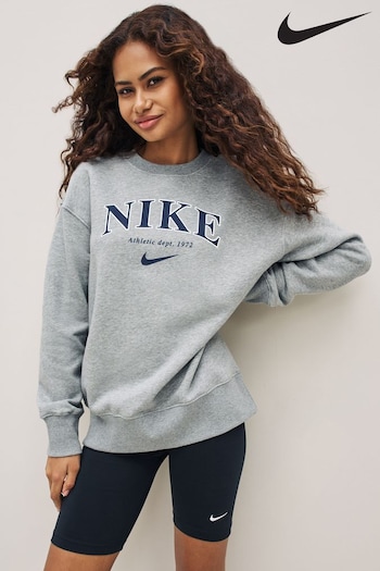 Nike Grey Oversized Varsity Crew Sweatshirt (C85120) | £70