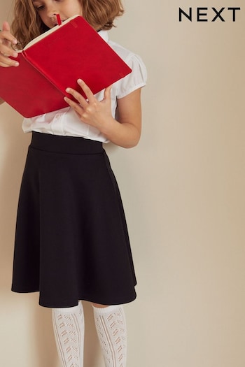 Longer Length Black Jersey Stretch Pull-On School Skater Skirt (3-17yrs) (C85185) | £9 - £16