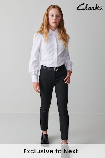 Clarks Black Senior Girls School cropped Trousers With Belt Accessory (C85232) | £20 - £22