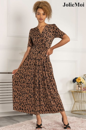 Jolie Moi Brown Printed Akayla Jersey Maxi Dress (C85323) | £79