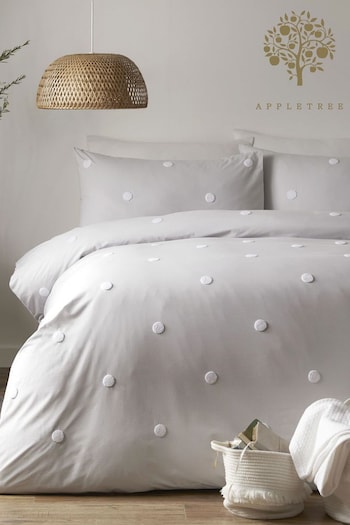 Appletree Silver Dot Garden Tufted Duvet Cover and Pillowcase Set (C85411) | £35 - £60