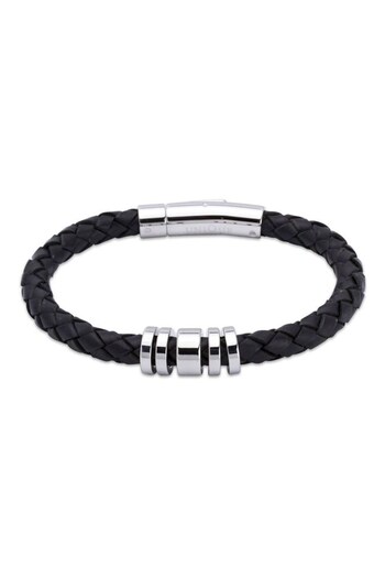 Unique & Co Gents Black Leather Bracelet (C85515) | £55