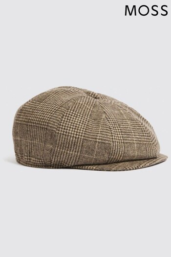 MOSS Brown Cappucino Check Baker Boy Cap (C85587) | £25