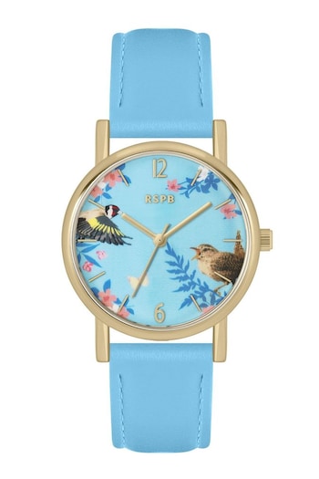 Peers Hardy Adult RSPB Blue Goldfinch & Wren Bird Printed Dial Watch (C85606) | £25