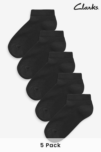 Clarks Black Cushion Sole Trainer Socks 5 Pack (C85683) | £10.50 - £11.50