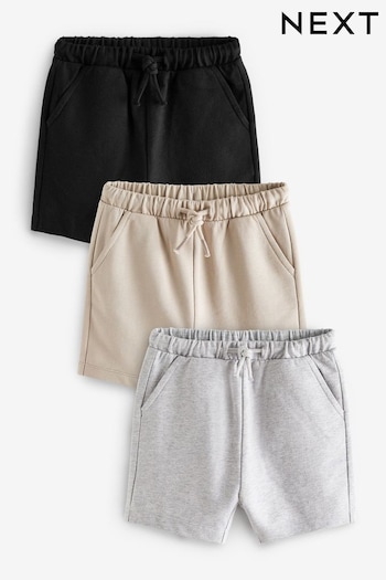 Grey/Stone Neutral/Black Jersey Couture Shorts 3 Pack (3mths-7yrs) (C85838) | £10 - £16