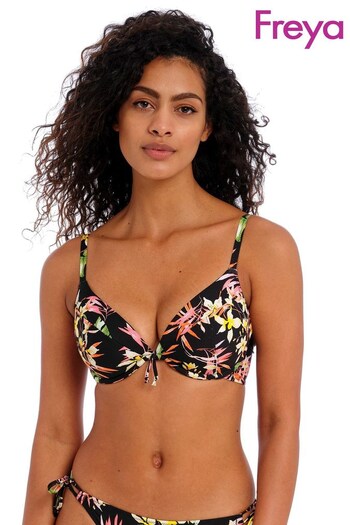 Freya Savanna Sunset Black Underwire Plunge Bikini Top (C85934) | £40