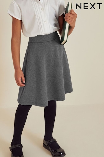 Longer Length Grey Jersey Stretch Pull-On School Skater Skirt (3-17yrs) (C86017) | £9 - £14
