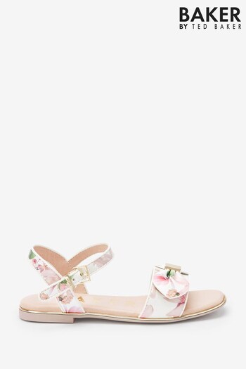 Baker by Ted Baker White Patent Bow Sandals (C86073) | £38 - £40