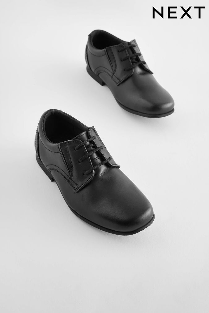Black Standard Fit (F) School Leather Lace-Up Shoes (C86317) | £30 - £41