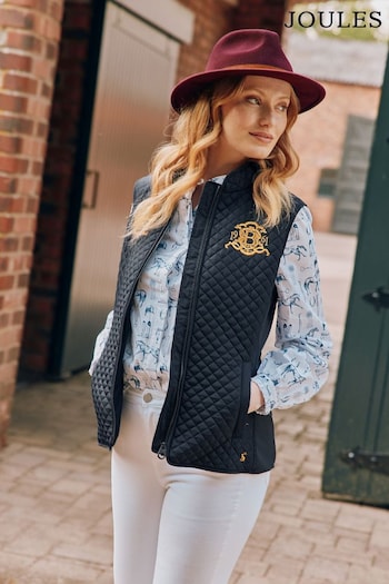 Joules Official Burghley Navy Blue Diamond Quilted Gilet (C86432) | £59.95