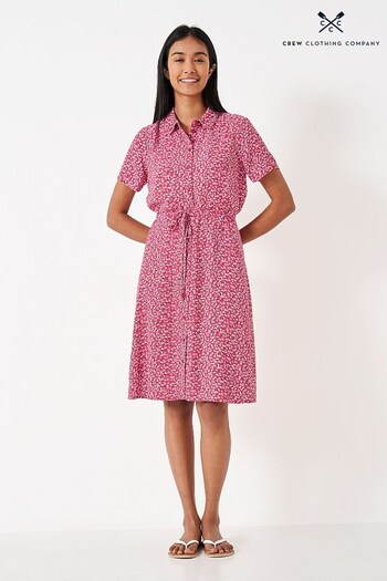 Crew Clothing Company Pink Floral Print Shirt Dress (C86466) | £75