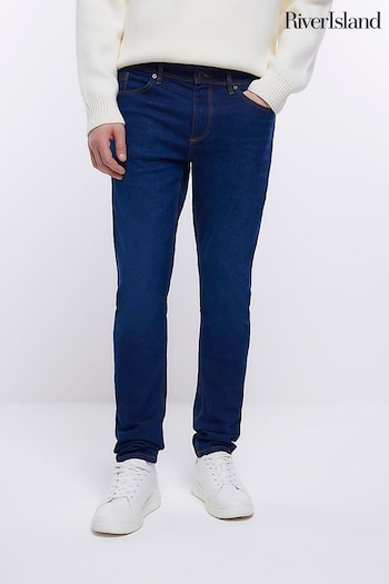 River Island Dark Blue Skinny Shirred Jeans (C86680) | £30