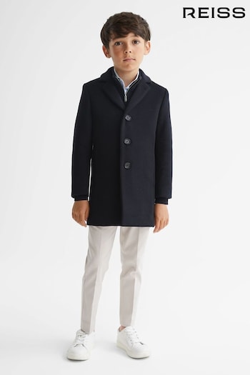 Reiss Navy Gable Junior Single Breasted Overcoat (C86992) | £98