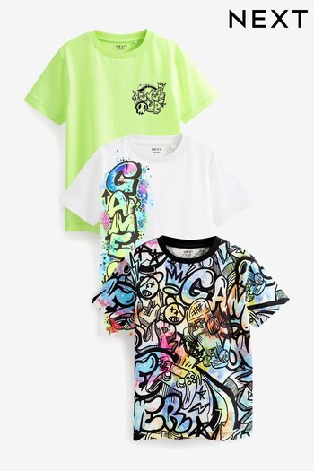 Fluro Graffiti Short Sleeve Graphic T-Shirts 3 Pack (3-16yrs) (C86999) | £20 - £31