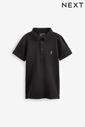 Black Short Sleeve Polo HUF Shirt (3-16yrs) (C87171) | £7 - £12