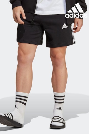 adidas Black Sportswear Essentials French Terry 3-Stripes Gap Shorts (C87237) | £25