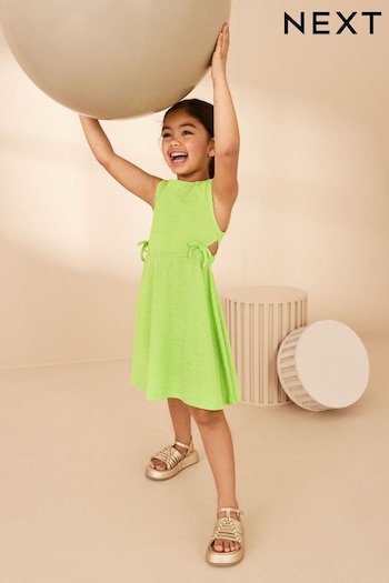 Bright Lime Green Textured Jersey long-sleeve Dress (3-16yrs) (C87395) | £9 - £14