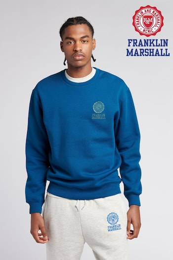 Franklin & Marshall Mens Blue Crest Crew Sweatshirt (C87552) | £50