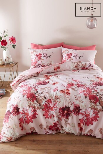 Bianca Pink Briony Floral Garden Cotton Duvet Cover And Pillowcase Set (C87683) | £25 - £42