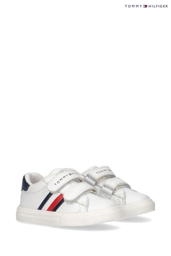 Tommy Hilfiger Low Cut Velcro White Trainers (C87733) | £64 - £69