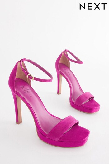 Pink Signature Leather Platform Sandals (C87829) | £60