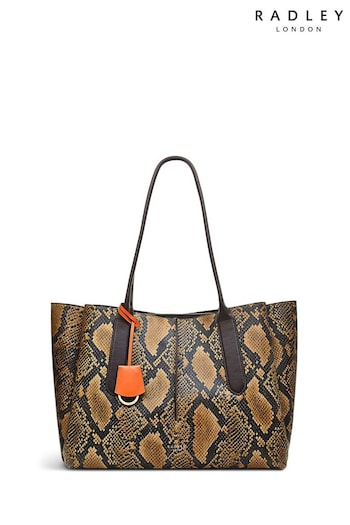 Radley London Large Hillgate Place Faux Snake Effect Open-Top Brown Tote Bag (C87830) | £299