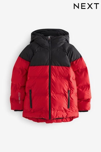 Red and Black Fleece Lined Padded Puffer Coat (3-17yrs) (C88001) | £30 - £40