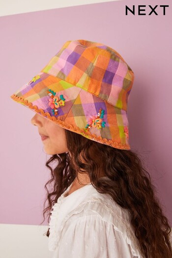 Multi Check Embroidered Bucket Hat (3mths-13yrs) (C88009) | £9.50 - £12.50