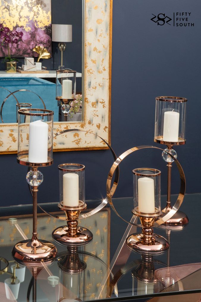 Bronze glass shop candle holders