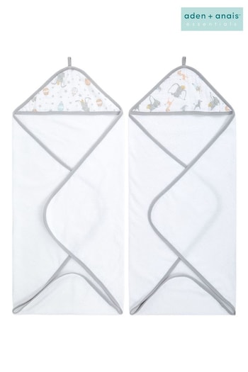 Aden + Anais Essentials White Hooded Towels 2-Pack (C88058) | £22