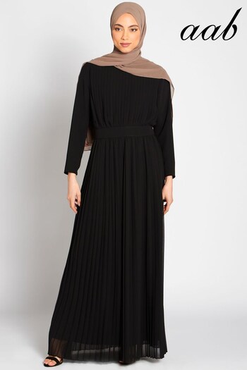 Aab Black Pleat Maxi Curve Dress (C88247) | £132