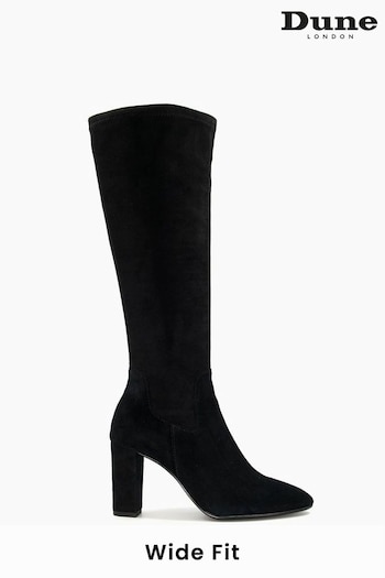 Dune London Black Wide Fit Siren Stretch Knee High Boots (C88282) | £165