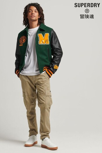 Superdry Green College Varsity Patch Bomber Jacket (C88314) | £110