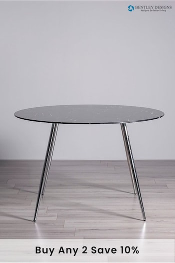 Bentley Designs Black Marble Effect Tempered Glass 4 Seater Dining Table (C88326) | £240